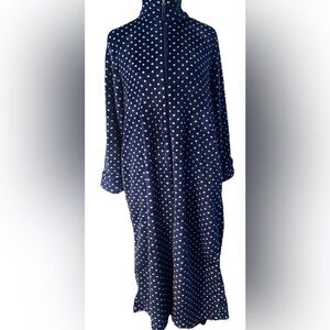 Oscar De La Renta Full Zip Plush Long Robe House Coat Sz S/M Polka dot Lounge
